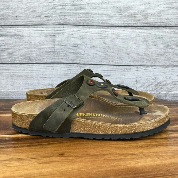 Birkenstock Gizeh Olive Green Jewel Thong Sandal Women’s Size 8 EU 39 - Picture 3 of 12